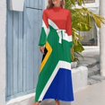 thumbnail image 4 of South African Flag Women's Long Dress Long Sleeves Dress Vintage Dresses Party Maxi Dress High Waist Dress, 4 of 4