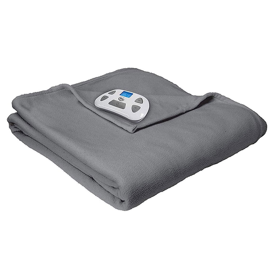Serta Brushed Fleece Heated Electric Throw Blanket, Twin, Gray