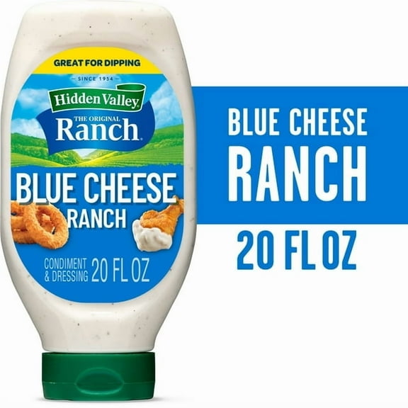 Hidden Valley Blue Cheese Ranch Condiment and Dressing, Easy Squeeze Bottle, 20 Fl Oz,pack of 2.