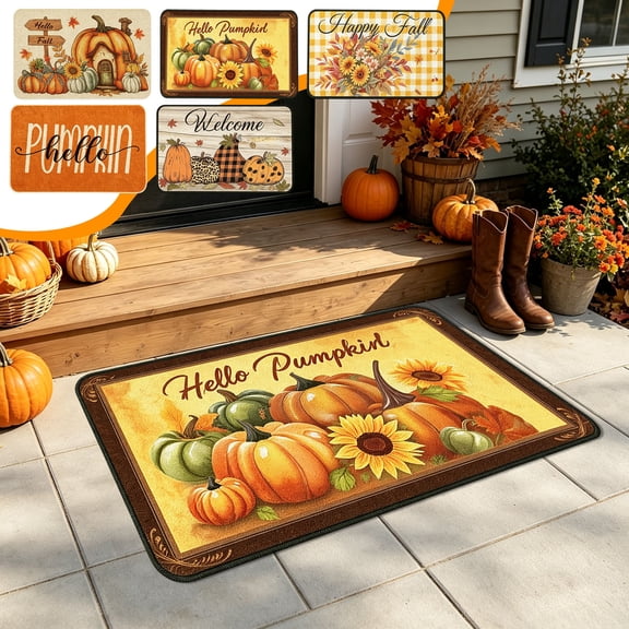 Halloween Sale Clearance!Fall Decorations for Home, Fall Pumpkin Thanksgiving Doormat 16x24 Inch Indoor Outdoor Fall Welcome Mat Natural Pumpkin Door Rug For Front Porch Entryway Or Home Fall Decor