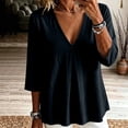 thumbnail image 6 of Womens Deep V Neck Top Flowy Swing Shirt, Long Sleeve Shirts for Women Blouses Beach Tops Black M(M), 6 of 9