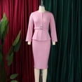 thumbnail image 4 of AURA Plus Size Elegant Round Neck Pencil Midi Dress Nine Sleeve High Waist Office African Work Dress with Belt, 4 of 10