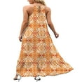 thumbnail image 2 of Women Summer Sleeveless Dress Floral Patterns Ruffled Neckline High-low Hem Cute Dress, 2 of 6