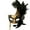 Black Gold, variant on Womens Masquerade Ball Mask with Stick Handle Ostrich Feather Halloween Costume Dress up Cosplay Party Dance Prom MASQ