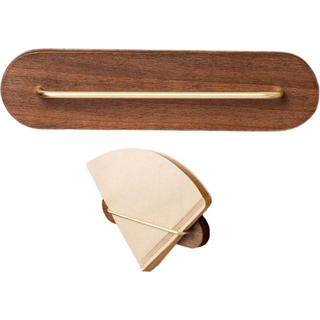 Wall Mounted Pour Over Coffee Filter Holder Universal No Drill Wooden Storage Rack For V60 And Paper Filters