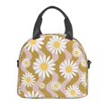 thumbnail image 3 of ZNDUO Reusable Lunch Box, Adjustable Shoulder Strap Yellow Floral Art Design Pattern Lunch Bag, 3 of 8