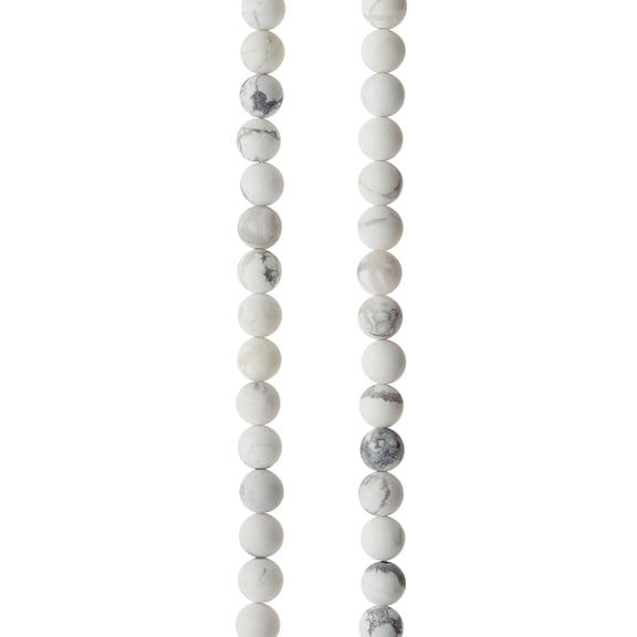 Bead Landing Matte White & Gray Howlite Round Beads, 6mm, 12 Pack
