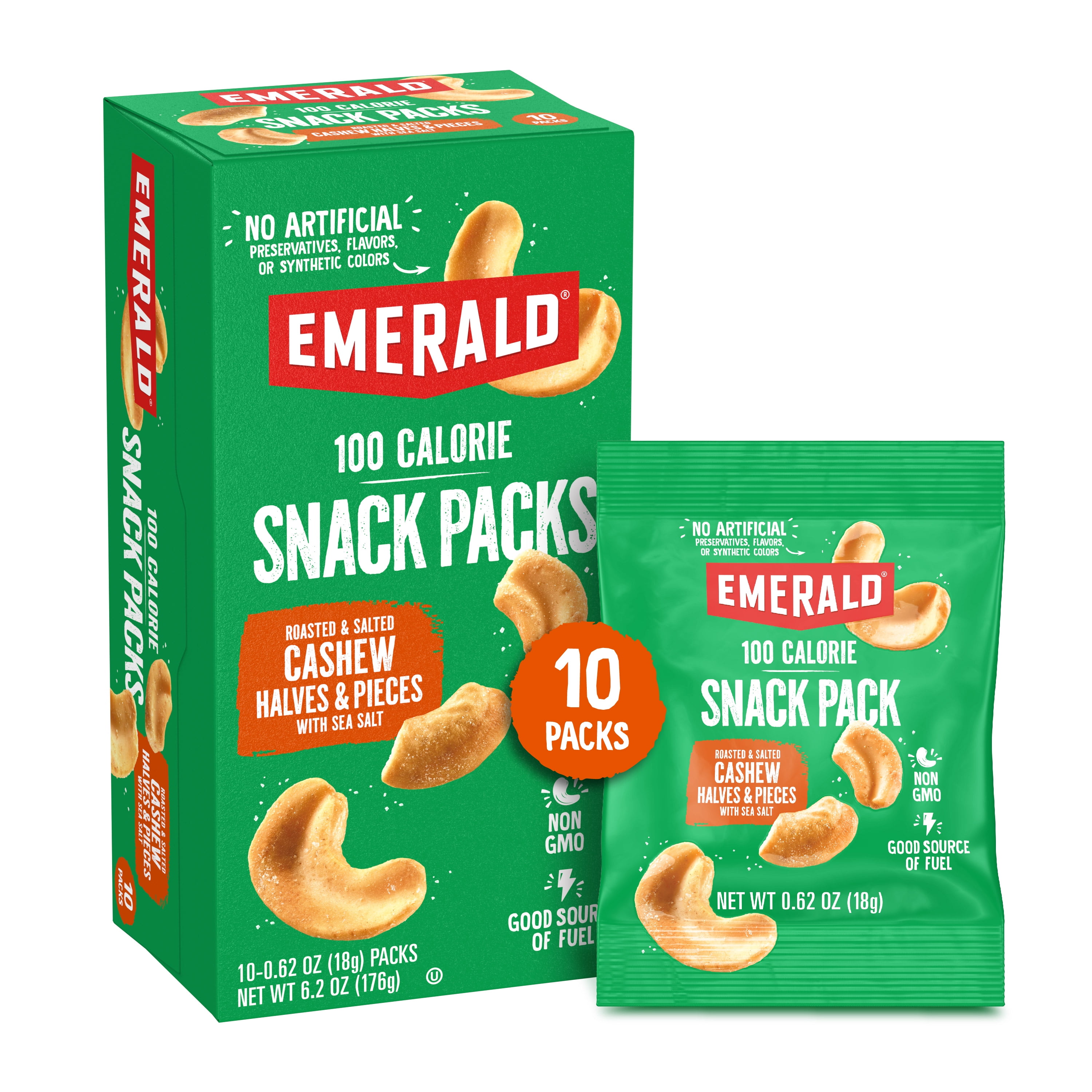 Emerald Nuts Roasted and Salted Cashews and Walnuts & Almonds with Dried Cherries, 100 Calorie variety Pack (10 Each)