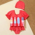 thumbnail image 5 of IBTOM CASTLE Toddler Girl Floatation Swimsuit with 8 Adjustable Buoyancy Baby Float Suit Floating Swimwear Bathing Suit with Cap 18-24 Months Red, 5 of 7