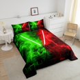 thumbnail image 3 of Erosebridal Ensemble de Literie Géométrique 3D Grand Lit, Couette « Lightsaber », Adolescents, Réversible 3 Pcs, 3 of 8