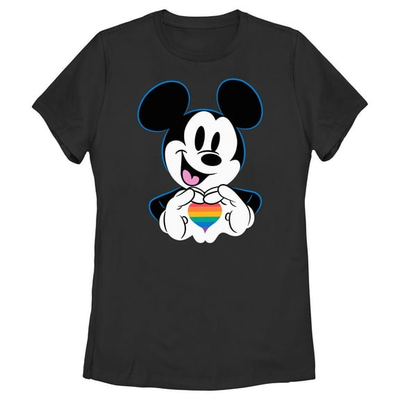 Women's Mickey & Friends Rainbow Heart Graphic T-Shirt