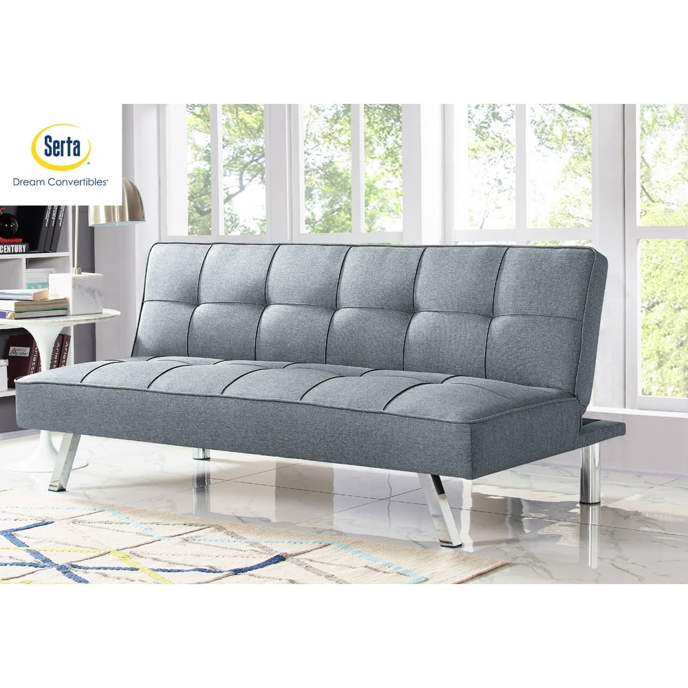 Serta Chelsea 3Seat Multifunction Upholstery Fabric Futon, Light Grey