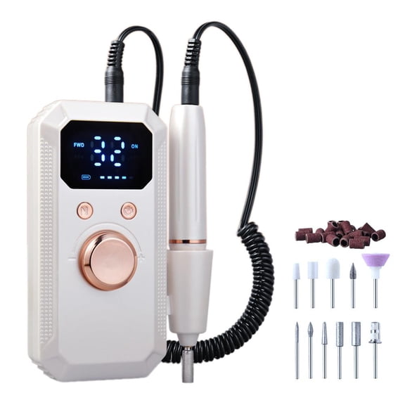 Professional Electric Nail Drill for Manicure & Pedicure, Rechargeable Portable Nail File Polishing Tool with 32-Speed Control & Digital Display