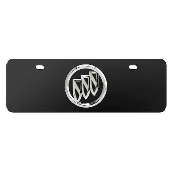 Buick 3D Chrome Metal Logo 12" x 4.25" European Look Black Half-Size Stainless Steel License Plate