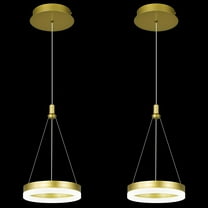ZHLWIN 2-Pack Modern Gold Chandelier, Dimmable 6000K LED Pendant Light Kitchen Island, 1-Ring Adjustable Height Hanging Light Fixture for Dining Room Living Room Restaurant Foyer Hallway Entryway