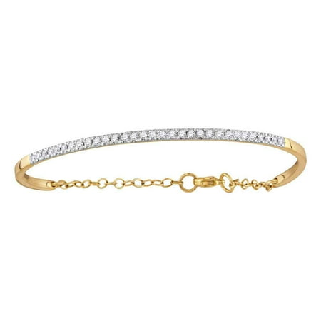 10k Yellow Gold Womens Round Diamond Promise Bangle Bracelet 1/2 Cttw