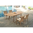 thumbnail image 2 of Grade-A Teak Dining Set: 4 Seater 5 Pc: 94" Double Extension Oval Table And 4 Leveb Stacking Arm Chairs Outdoor Patio WholesaleTeak #WMDSWVm, 2 of 4