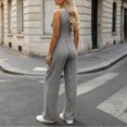 thumbnail image 5 of Women's Jumpsuits V Neck Sleeveless Wide Leg Pants Tie Waist High Waisted Summer Casual Vacation Beach Wedding Guest Dressy with Pockets Gray, 5 of 8