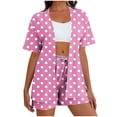 thumbnail image 1 of Mujeres largo cardigan con bolsillos estilo de moda suelto no posicionamiento impreso manga corta y pantalones cortos conjunto de bolsillo sudadera y pantalones conjunto para mujeres, 1 of 6