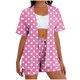 thumbnail image 1 of Mujeres largo cardigan con bolsillos estilo de moda suelto no posicionamiento impreso manga corta y pantalones cortos conjunto de bolsillo sudadera y pantalones conjunto para mujeres, 1 of 6
