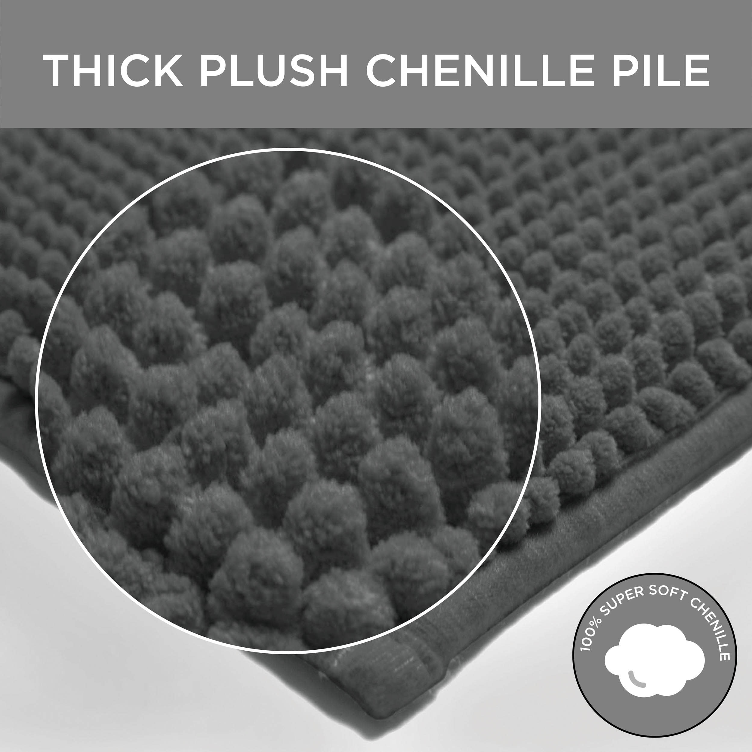 Plush Memory Foam Chenille Cushioned 17" x 24" 2-Piece Bath Mat with Bounce Comfort Technology