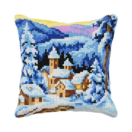 UPC: 5902067325308 | Cushion cross stitch kit Winter village 99041