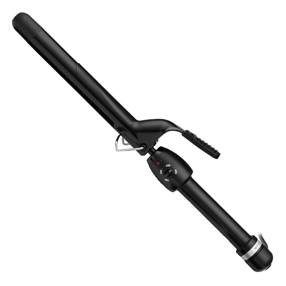 StyleCraft Stay-Temp Black Gold Ceramic 1 Inch Curling Iron Extended Barrel Hair Styling Tool with Adjustable Heat Settings
