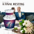 thumbnail image 4 of JAGASY Peacock Mini Urn for Sister, Purple Urns for Human Ashes keepsake, Cherry Blossom Tree & Pink Flowers Decorative Urns for Siblings, Funeral Small Cremation Urn for Brother, (3 Inch), 4 of 7