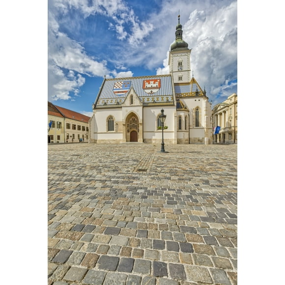 Croatia, Zagreb. St. Mark'S Catholic Church and plaza. Poster Print by Jaynes Gallery (18 x 24)