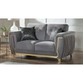 thumbnail image 2 of Leena Contemporary Style Loveseat Made with Wood in Gold accent & Gray, 2 of 5