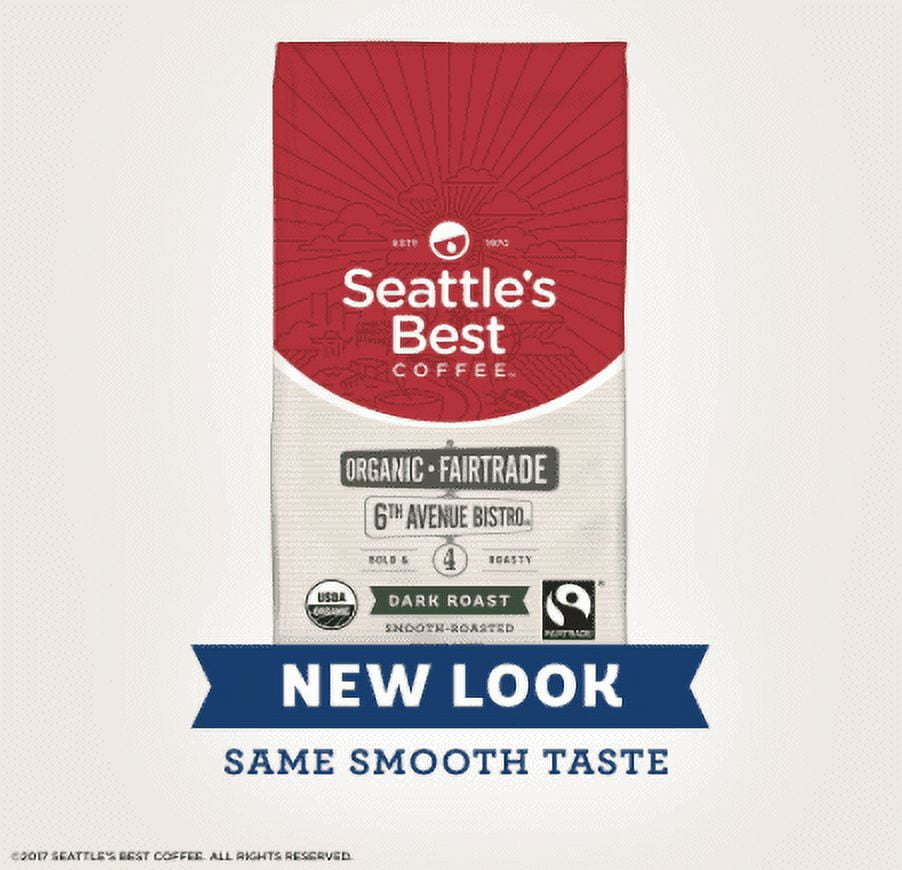 Seattle's Best Coffee 6th Avenue Bistro Fair Trade Organic Dark Roast Ground Coffee, 12-Ounce Bag