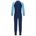 thumbnail image 2 of YONGHS Unisex Kids One-piece Sun Protection Swimwear Long Sleeve Full Cover Surfing Swimsuit Navy Blue 15-16, 2 of 7