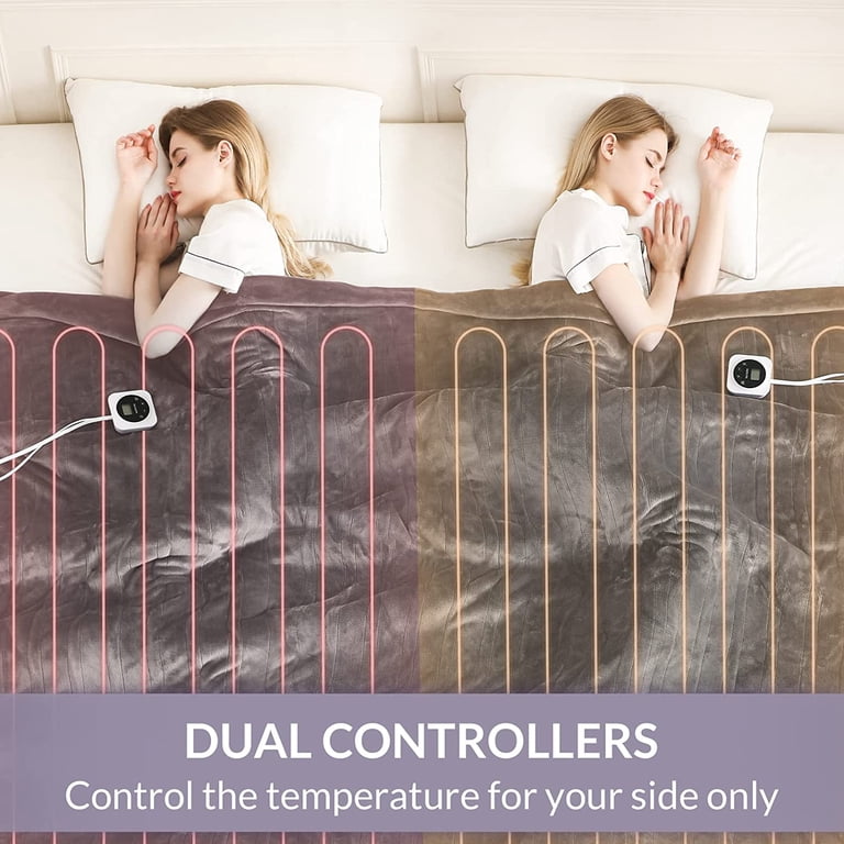 Electric Blanket Queen Size Dual Control, Heated Blanket with 1-12H Timer  Auto-Off u0026 10 Heating Levels, Fast Heating Blanket Machine Washable, Home  Office Use ETL Certified, Grey (84x90) - Walmart.com