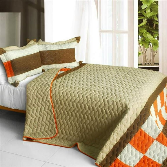 Frenzied Night - 3 Pieces Vermicelli-Quilted Patchwork Quilt Set  Full & Queen Size - Gray