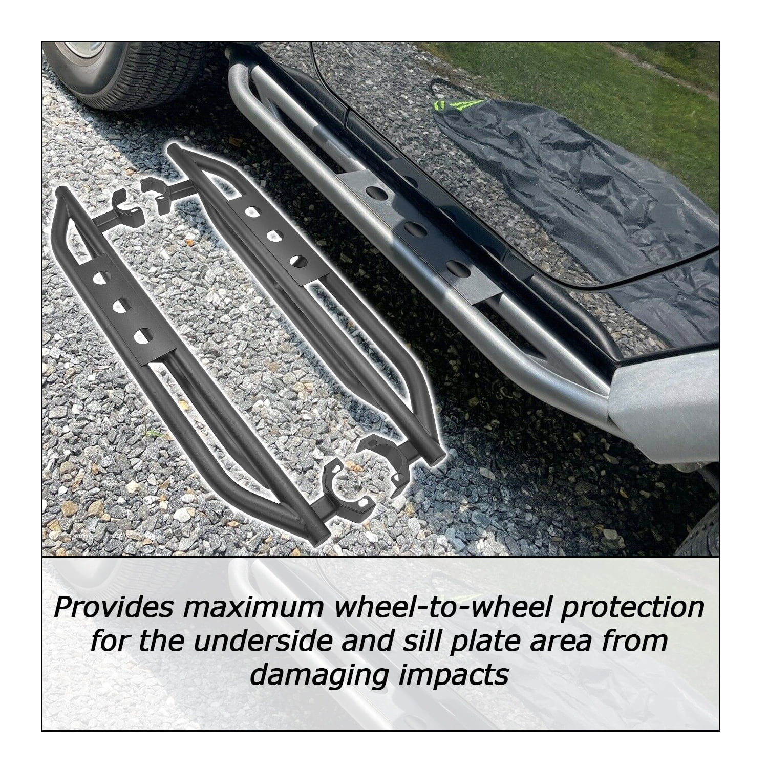 Kojem Side Step Nerf Bar Fit for 2007-2018 Jeep Wrangler JK Running Board Rock Slider Rail 2-Door Armor Guard