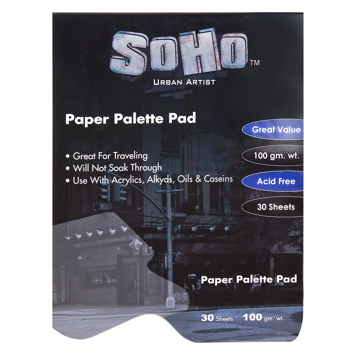 SoHo Urban Artist Disposable White Paper Palette Pads - Thick Paper Palettes for Acrylics, Oils, Watercolors, & More! - No Thumb Hole - 16 x 20