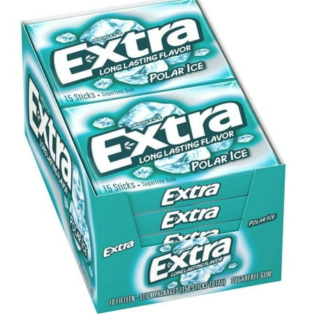 Extra Polar Ice Sugar-Free Gum  15 Sticks (Pack of 10) With Long Lasting Refreshing Taste