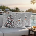 thumbnail image 4 of Grey Christmas Outdoor Waterproof Pillow Covers, Snowman Pine Tree Xmas Ball Snowflakes Decorative Rectangle Throw Pillowcase Sofa Cushion Sham for Patio/Couch/Chair, 20"x12" 2 Pack, 4 of 8