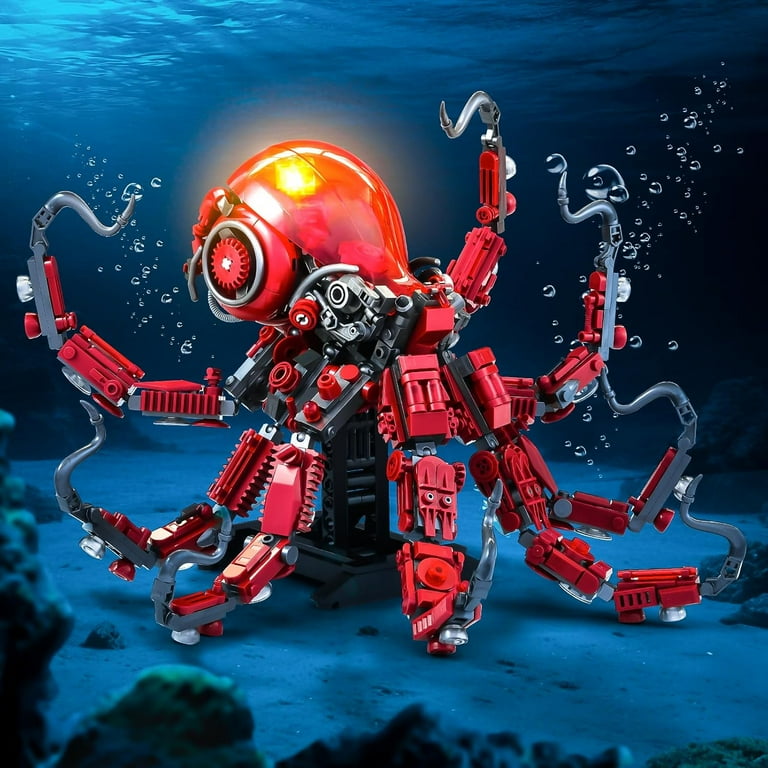 BrixVibe Mechanical Octopus Model Building Blocks Set with Light