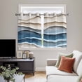thumbnail image 5 of Blue Beige Kitchen Curtains Short 54 Inch Length, Coastal Vintage Modern Abstract Art Grommet Top Bedroom Living Room Curtains, Light Filtering Cafe Curtain Drapes 2 Panels Set 84''x54'', 5 of 9