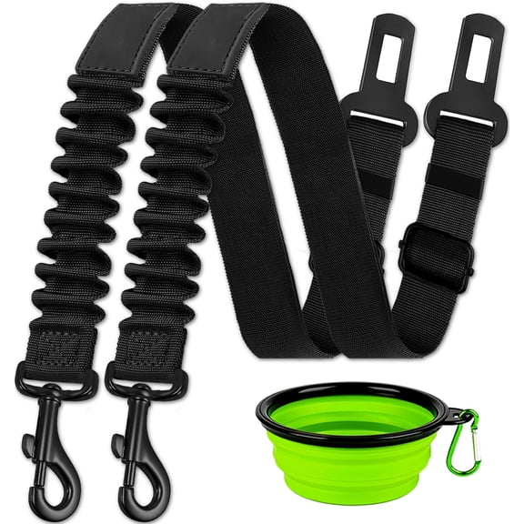 Dog Seat Belt,3 Piece Set Retractable Dog Car Harness Adjustable Dog Seat Belt for Vehicle Nylon Pet Safety Seat Belts Heavy Duty & Elastic