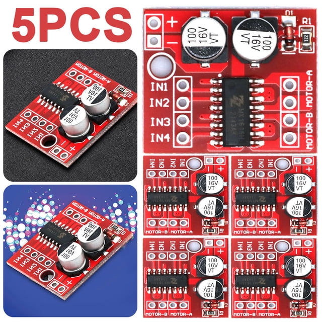 WDOplteas Módulo Controlador 2 Vías L298N Controlador Paso A Paso Doble en H Velocidad PWM
