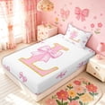 thumbnail image 4 of Meiyoeat Princess Bow Letter L Twin Sheet Sets for Women Girls, Blush Pink Fashion Bedding, 3-Piece, 4 of 5