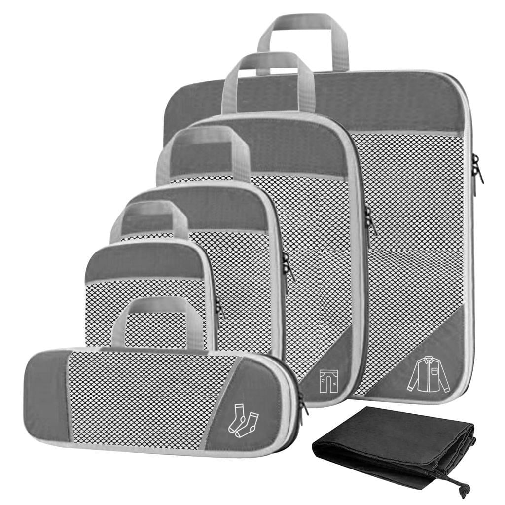 Zxpjkyu 1Set Compression Packing Cubes Luggage Organizer Travel Keeping Organized Grey Grey 6Pcs
