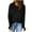 Black, variant on Lmnyox Long Sleeve Casual Shirts for Women Dressy Fashion Crew Neck Solid Tops Basic Work Tees with Thumbhole
