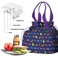 thumbnail image 4 of DarkBlue Dinosaurs with Shapes Pattern Drawstring Lunch Bag Women - Drawstring Lunch Bag Insulated for Work Office - Stain-Resistant Large Lunchbags for Women with Multi-Pockets, 4 of 6