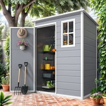 Craftian Resin Outdoor Storage Shed, 5x3 FT with Floor All-Weather Resin Storage Shed with Lockable Door & Window, Waterproof