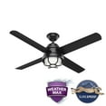 thumbnail image 3 of Hunter 54 inch Outdoor or Indoor Ceiling Fan with LED Light - Black Ceiling Fan with Wall Control, For Patio, Garage, or Porch, Quiet, Standard Mount, 4 Blades - Searow 55086, Matte Black, 3 of 18
