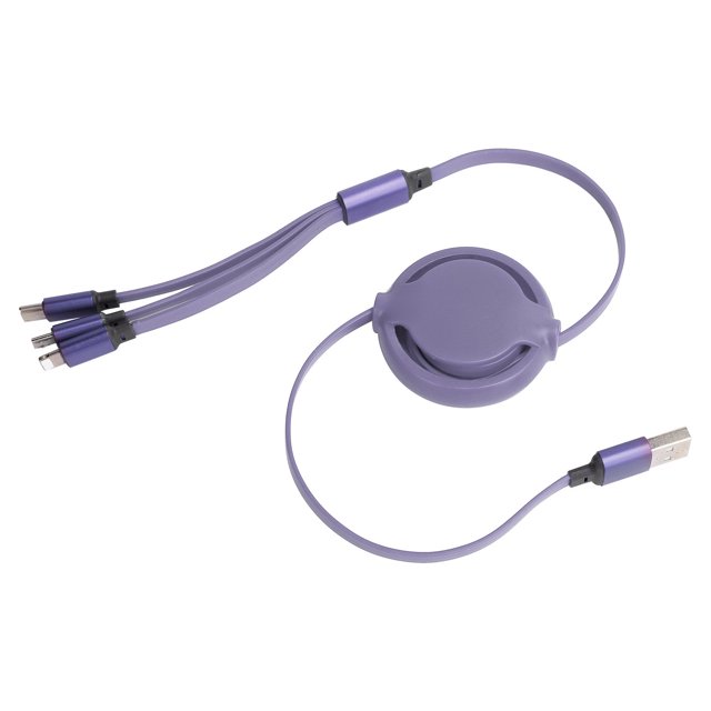 Câble Rétractable Multi-Usb, Câble de Charge 3-en-1, Cordon de Chargeur Rapide Rétractable, Durabilité Prolongée