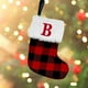 thumbnail image 5 of Medias navideñas con monograma y letras, 18 cm, colgantes para niños y adultos, de felpa súper suave, ideales para decorar chimeneas, color rojo., 5 of 7